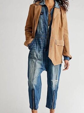 Free People - Sandrine Rose Blue Denim Jumpsuit